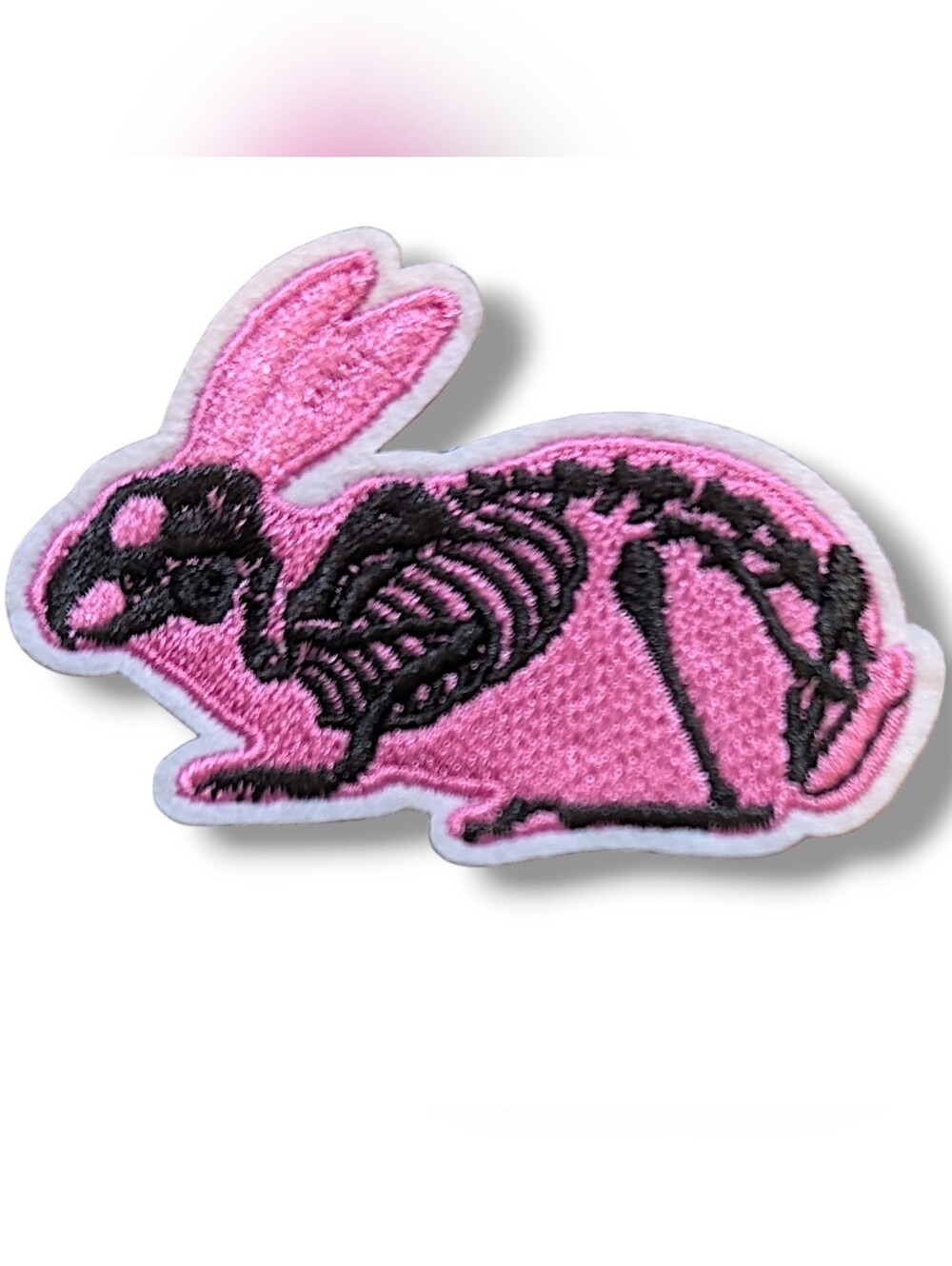 NWT Goth Kawaii Pink And Black Skeleton Bunny Rabbit Iron On Patch